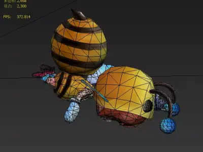 Little Bumblebee Girl Low-poly 3D model