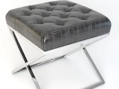 elegant quilted pouf Free 3D model