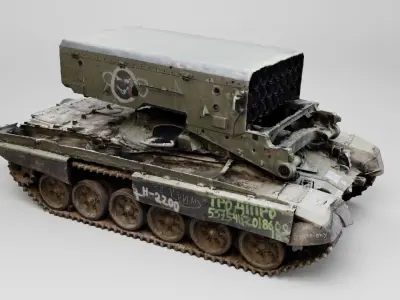 Russian TOS-1 Buratino TOS-1A Solntsepyok destroyed by Ukraine 3D model