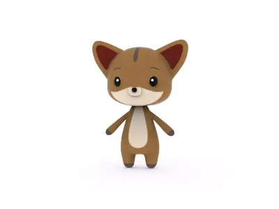 Cartoon Fox v002 character 3D model