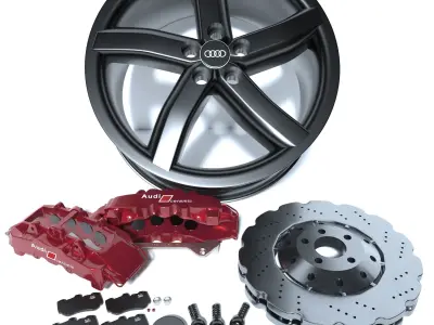 Audi Sport Whell and Rim 3D Model Ready For Render 3D model