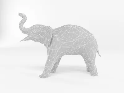 Elephant Low Poly Mammal African Wild Animal Lowpoly Low-poly 3D model