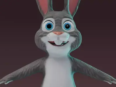 Cartoon Animated Wolf Rabbit and Squirrel Low poly 3D Model Free 3D model