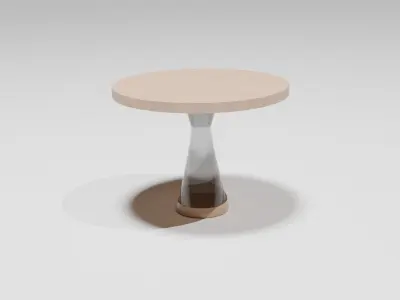Modern Coffee Table  Wood and Gray Glass  Single Leg Design Free 3D model