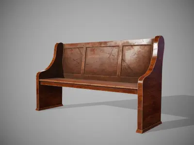 Bench Low-poly 3D model wooden Low-poly 3D model