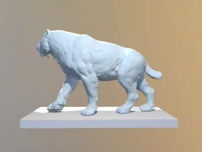 Realistic Smilodon Saber-toothed cat basemesh 3D print model
