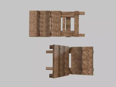 Folding Wood Camping Chair Low-poly 3D model
