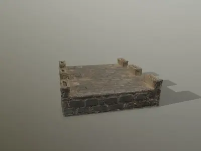 Altar Set wooden block Low-poly 3D model