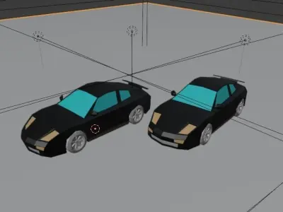 Low poly Porshe two cars Free low-poly 3D model