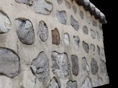 Korean style stone wall 3D model