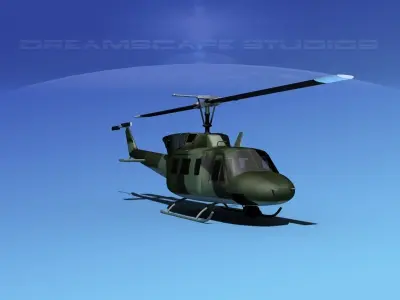 Bell UH-1N Covert Military Low-poly 3D model