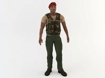 African Mercenary Low-poly 3D model