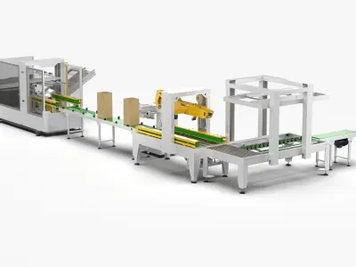Automatic Unpacking and Sealing Line for Audio Factory 3D model