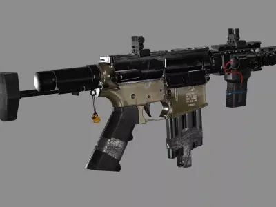 Sig Sauer MCX Virtus Game Ready Rifel Low-poly 3D Model Low-poly 3D model