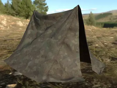 Army Tent Low-poly 3D model