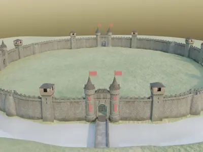 Medieval Castle Wall Low-poly 3D model