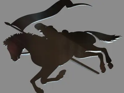 Knight on horseback and banner 3D print model