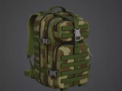 Low Poly Tactical Camouflage Military Backpack Low-poly 3D model