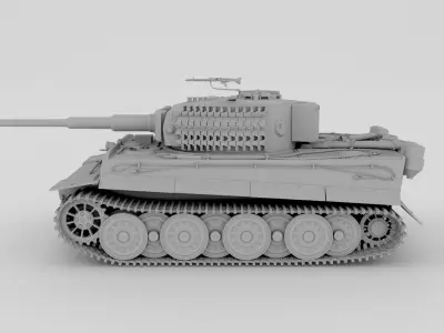 Panzer Tiger Tank Late 1944 Clay with interior 3D model