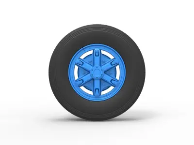 Front 6 spoke wheel of old school truck Scale 1 to 25 3D print model