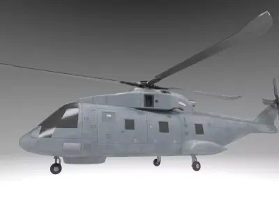 Civilian Military EH101 Helicopter Low-poly 3D model