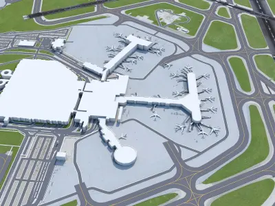 General Mitchell International Airport 10km Low-poly 3D model