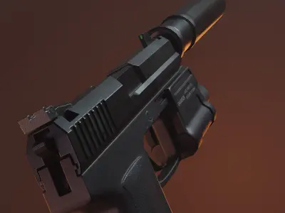 USP 45 inspired pistol Low-poly 3D model