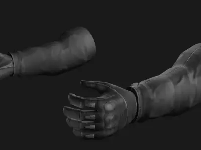 Black Military Gloves - Game Ready Low-poly 3D model