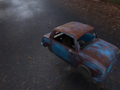 CAR MODEL in desert Free low-poly 3D model