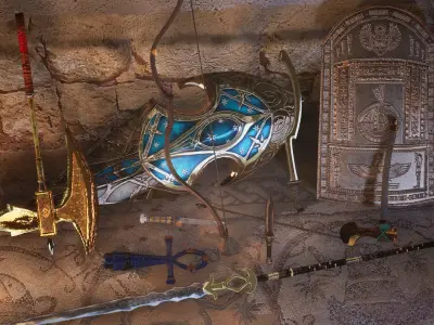 Egyptian Weapons 10 Assets Low-poly 3D model