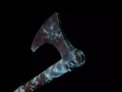 Norse Viking Frost Rune Axe Low-poly 3D model