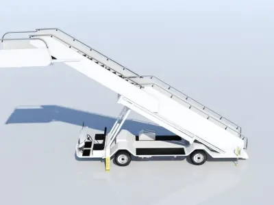 airport passenger stair vehicle widebody airliner Low-poly 3D model