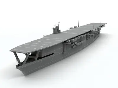 Kaga Aircraft Carrier Ship WWII Low-poly 3D model
