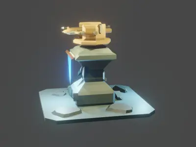 Cross bow base defend Low-poly 3D model