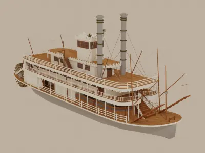 Paddle Steamer River Boat 3D model