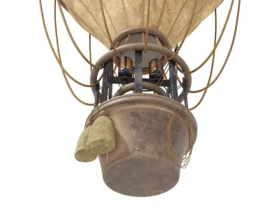 Vintage Hot Air Balloon Low-poly 3D model