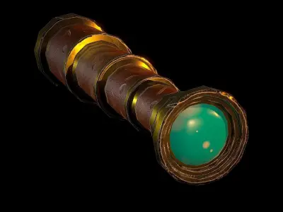 Stylized Pirate Telescope Low-poly 3D model