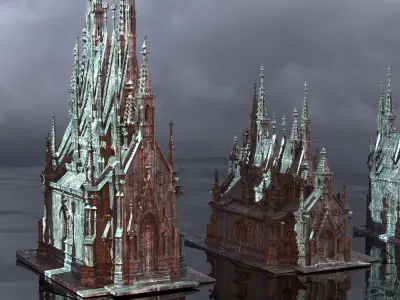 Halloween Dark Mausoleum 5 models 3D model