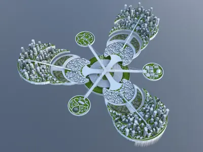 Sci-Fi Futuristic Future Flying City 3D model