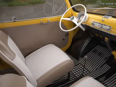 Retro Coupe Fiat 600 Yellow 3D model