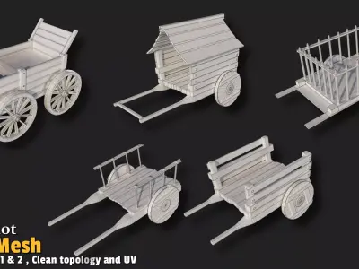 5 Chariot Base Mesh Low-poly 3D model