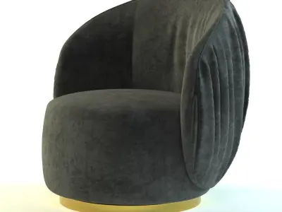 armchair-01 swivel chair velvet with gold legs Free 3D model