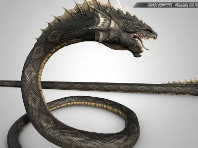 Snake dragon Low-poly 3D model