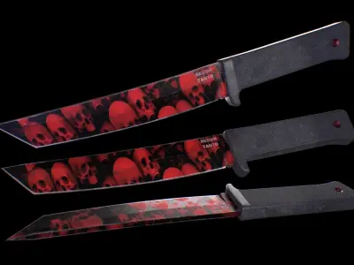 Cold Steel Recon Tanto Red Skull - Knife Low-poly 3D model