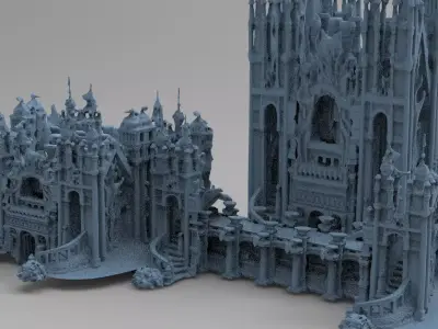 Ancient Culture Ruins bridge and temple 3 3D model