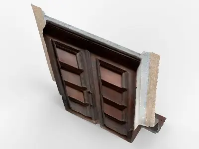 Photorealistic 3D scan of Old Wooden Door Low-poly 3D model