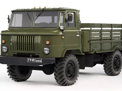 GAZ 66 1965  flatbed body 3D model