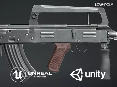 Norinco Type 86s - AK47-type bullpup - assault rifle Low-poly 3D model