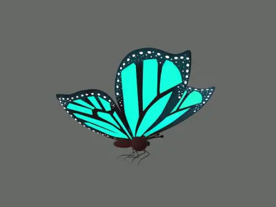 Cartoon Butterfly Wing Flapping 03 Animated Low-poly 3D model