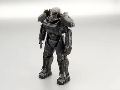 Post Apocalyptic Power Armor Black 3D model purchase